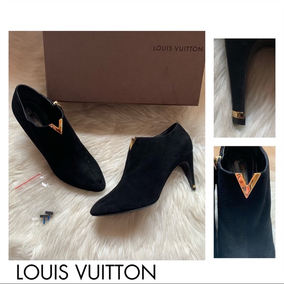 Louis Vuitton Shoes - LOUIS VUITTON Praise Logo Suede Ankle Booties